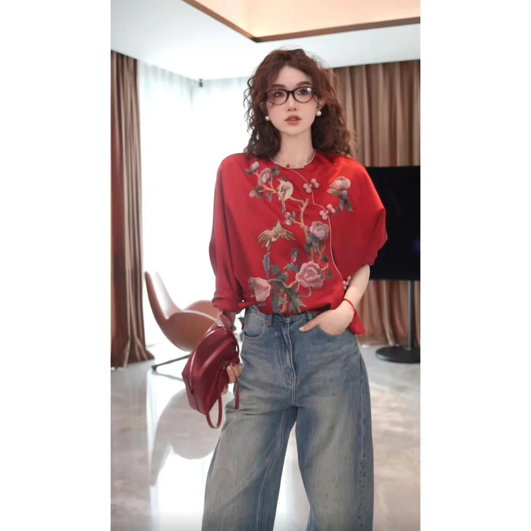 yiyiya.Guo艺艺吖【喜鹊牡丹】新中式中国风手推绣外套120206SS52