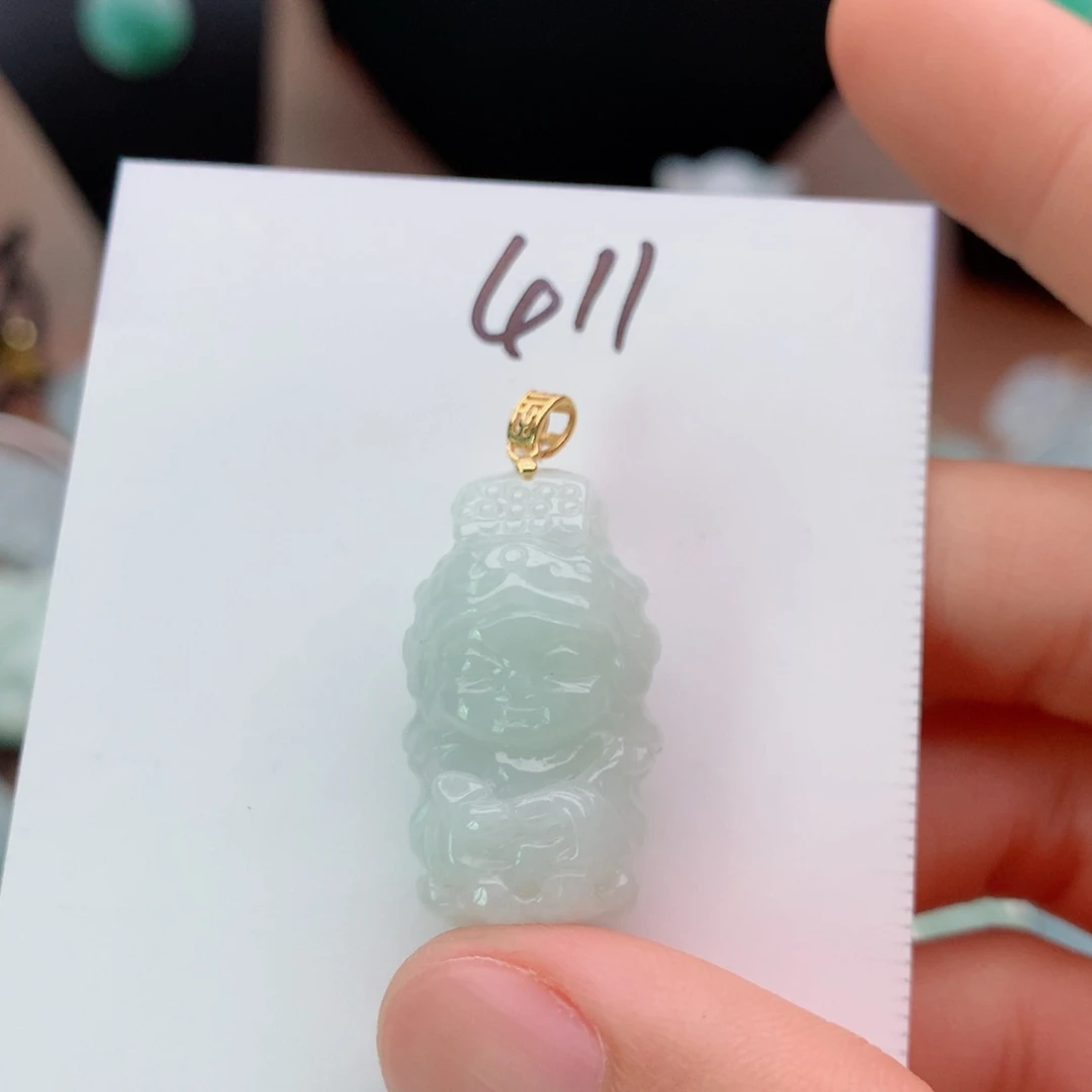 翡翠银S925镀金镶嵌颈饰吊坠