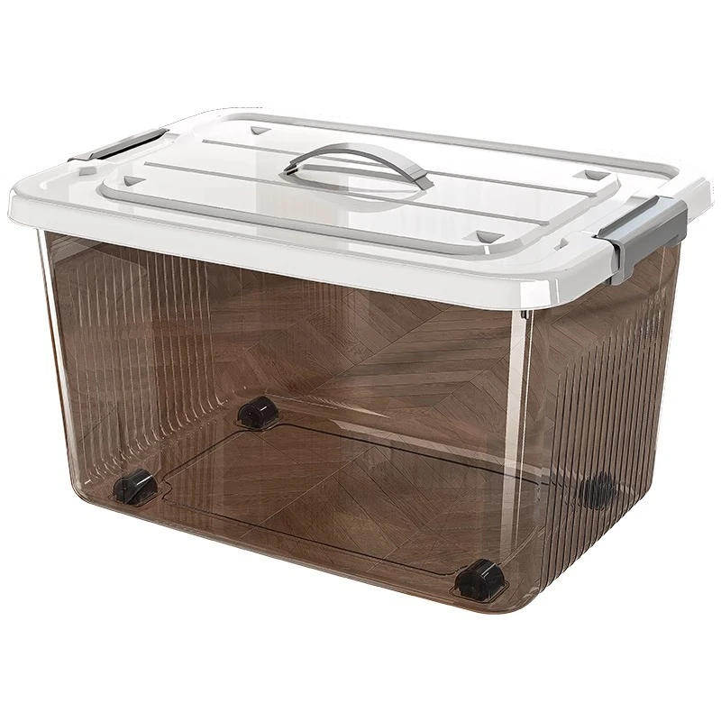 大号透明收纳箱厚款储物箱塑料家用放衣服手提带盖整理箱一件起批