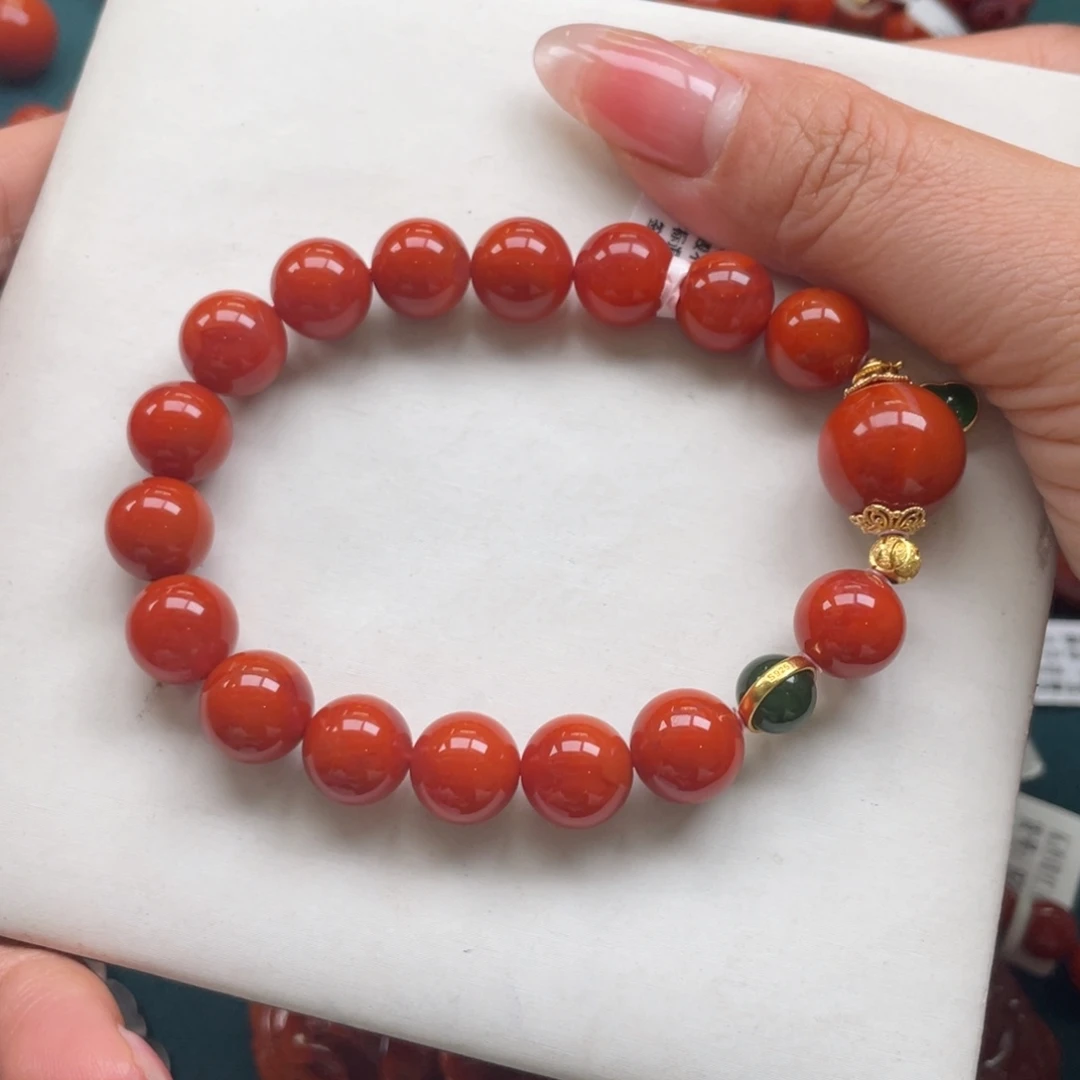 南红玛瑙银S925镶嵌川料南红满肉dly单圈11+mm