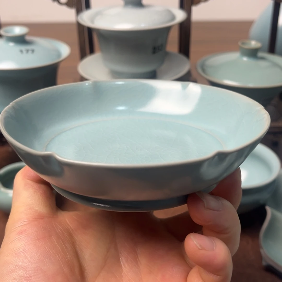 摆件天青色葵口洗全品