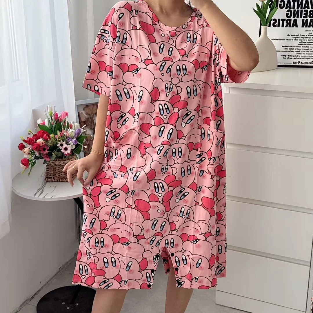 防走光裤裙两穿连体睡裙女纯棉短袖舒适宽松中长款90-170斤睡裙