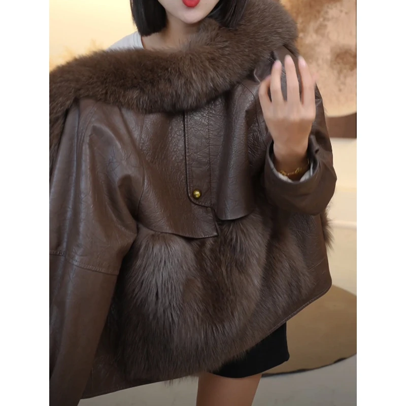 2024冬季新款时尚洋气轻奢气质百搭毛领拼接保暖外套