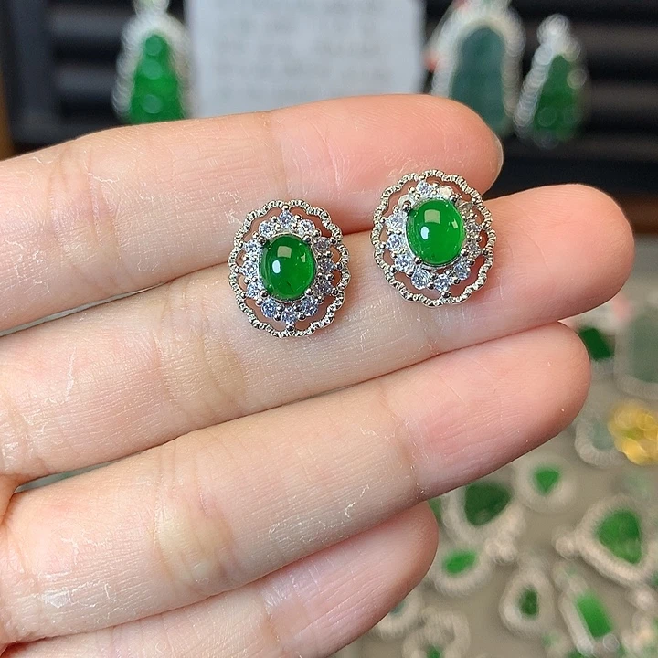 翡翠未镶嵌耳饰耳钉