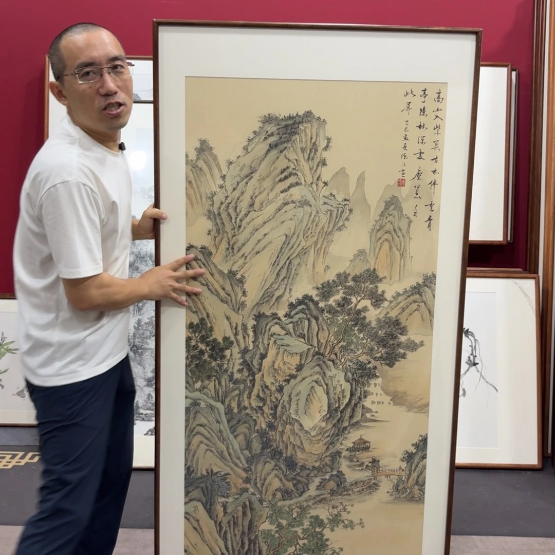 无***手国画带框绘画160/80尺寸