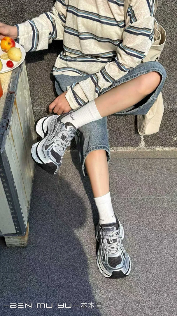 老爹鞋时尚春季厚底女鞋网面夏季透气百搭男士黑色