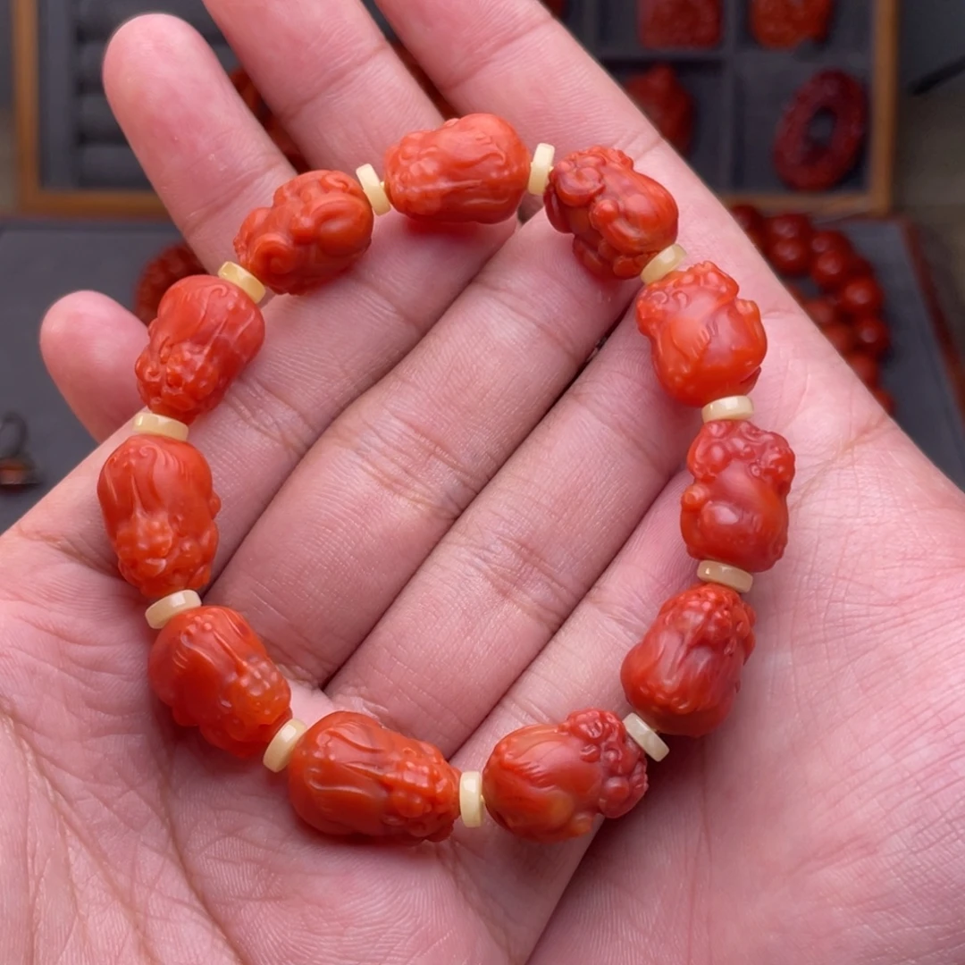 南红玛瑙未镶嵌配饰卡12mm