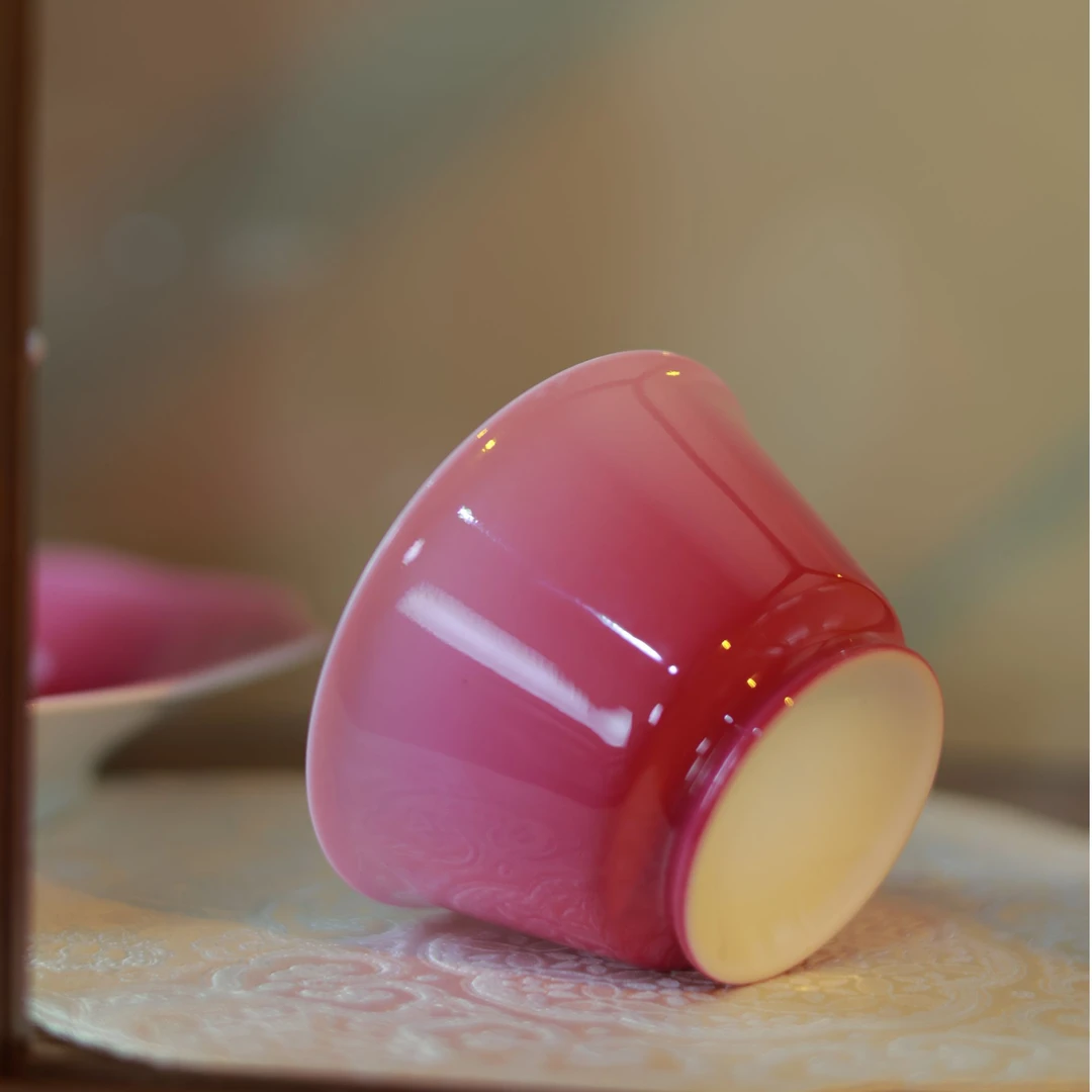 景德镇！景岚胭脂红环扣杯