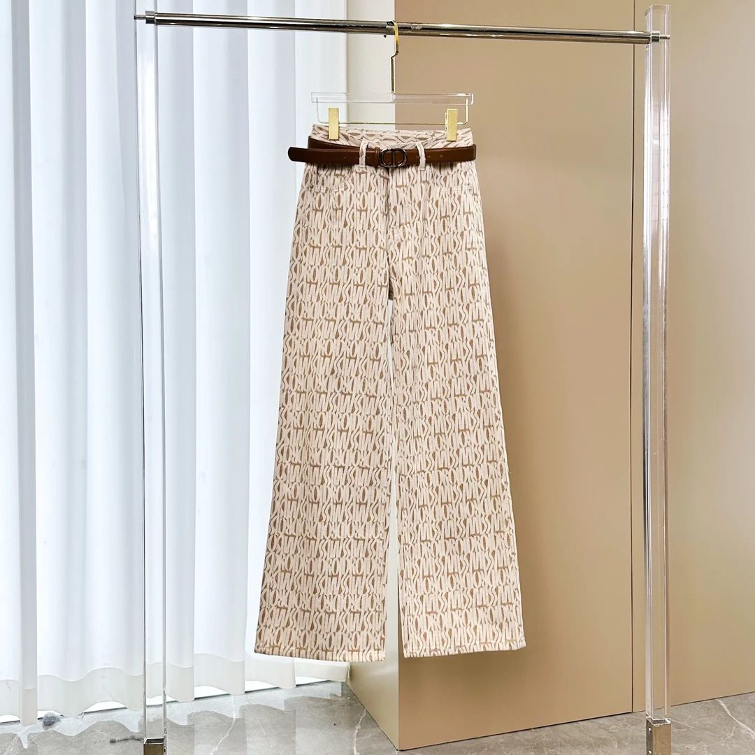 GUABMN2025春季新款重工提花高腰洋气直筒阔腿长裤3869