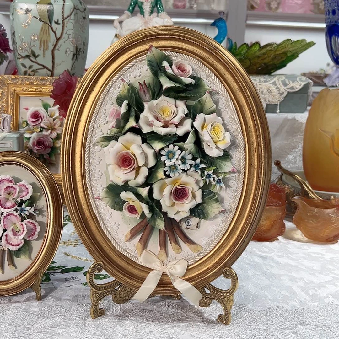 陶瓷意大利陶瓷花挂画摆盘玫瑰花款