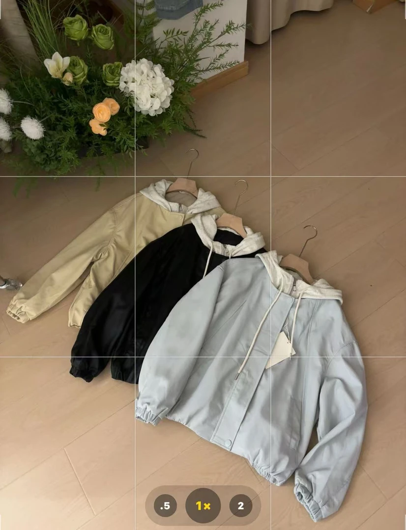 [Yiyi][梦想家]韩系设计感休闲连帽皮衣女款