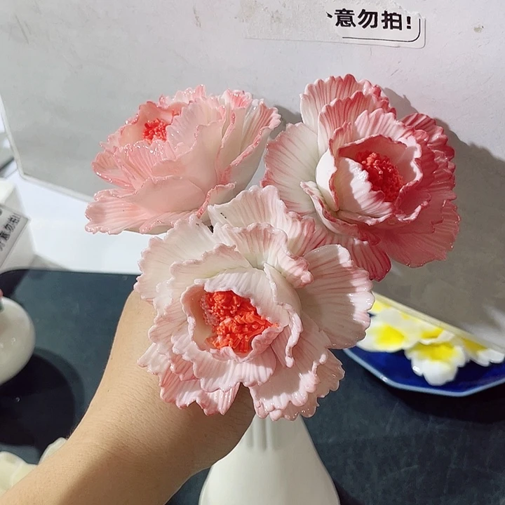 瓷片纯陶瓷手工捏花