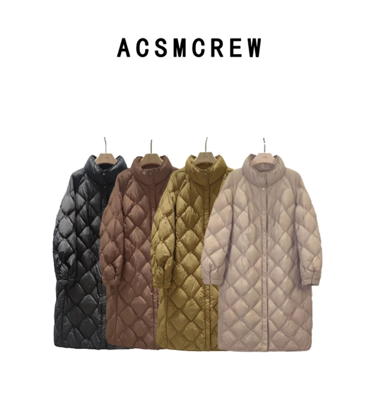ACSMCREW丨通勤休闲大气百搭抽皱立领设计收腰长款羽绒服RD283