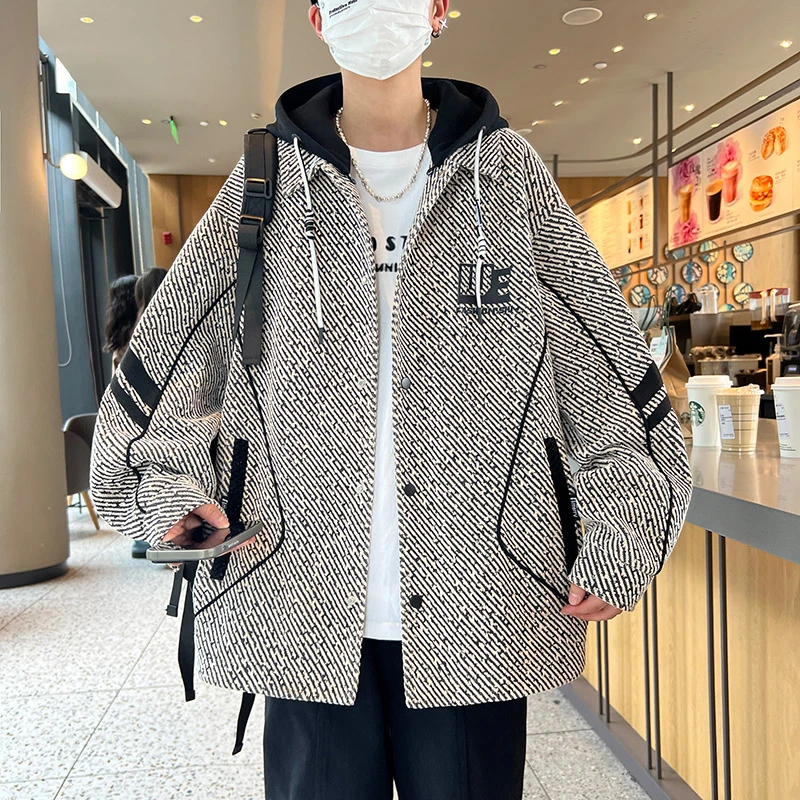 青少年春季可脱卸帽男士夹克港风潮流时尚学院风帅气宽松学生外套