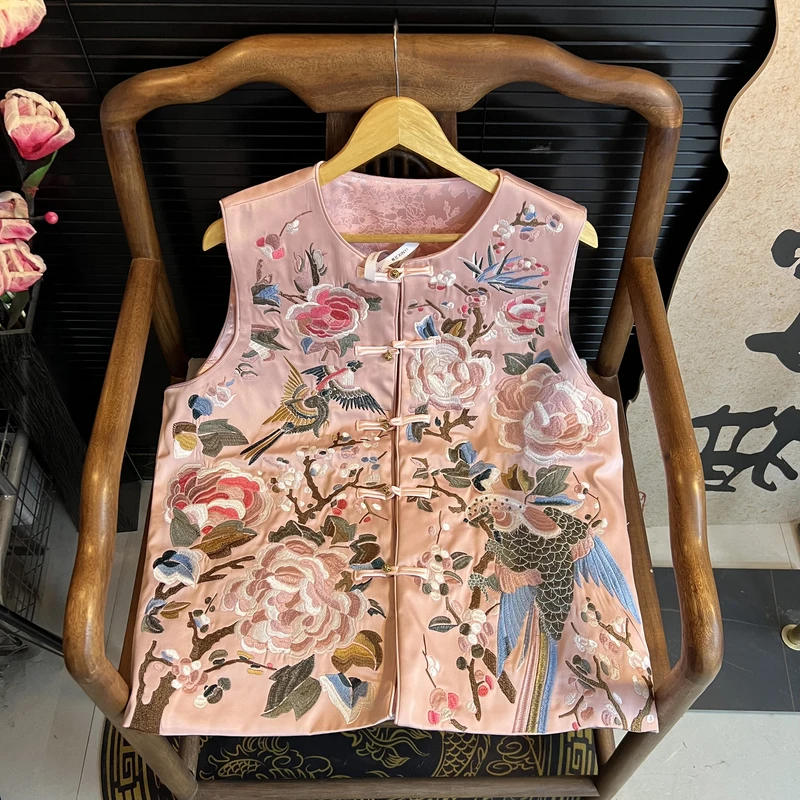 猫家YZM新中式国风重工刺绣繁花似锦马甲98015