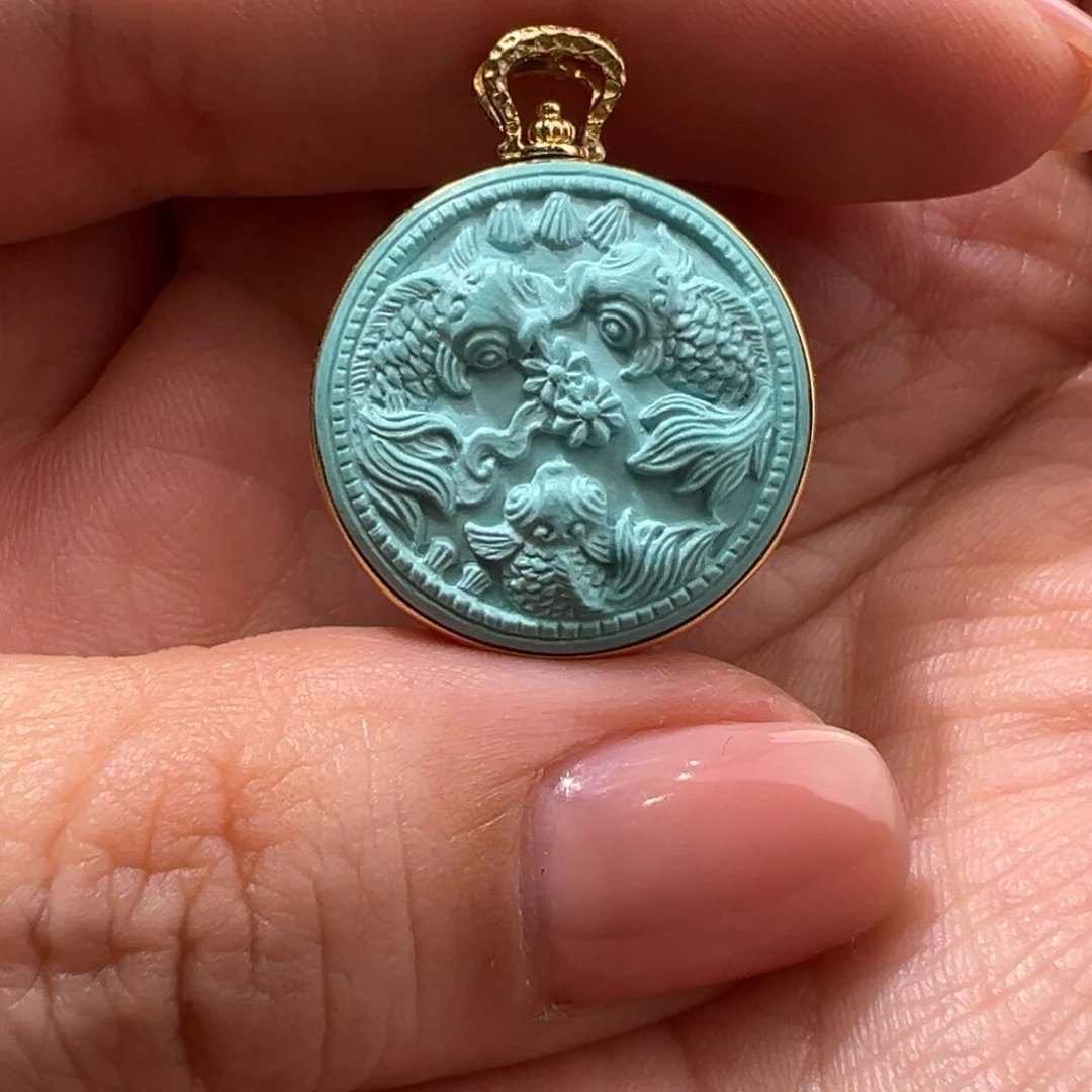 绿松石配件18K金镶嵌配件