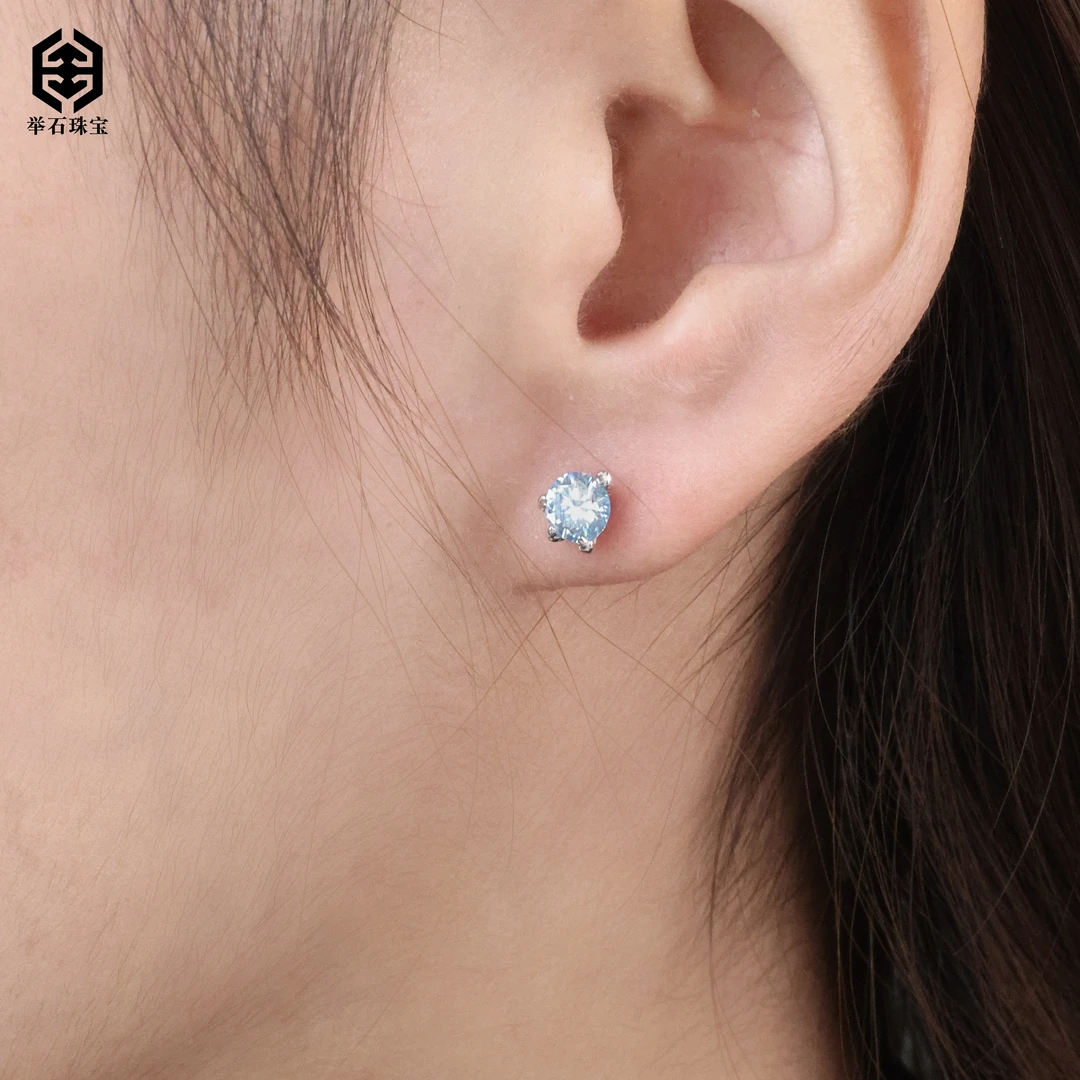 925银莫桑石银制品 【举石饰品】X0216-9819-0168莫桑钻耳饰（一对）H