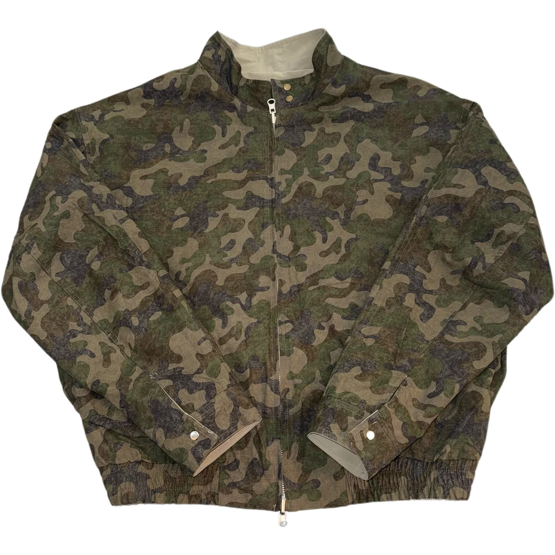 哈林顿迷彩立领弯刀袖双面穿哈林顿短宽夹克90017