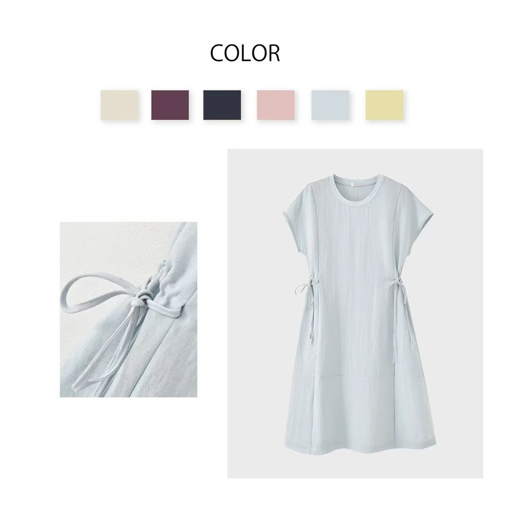 JIANYOU-[浅浅入手]25夏季新款女修身天丝麻系腰连衣裙MW-A7586