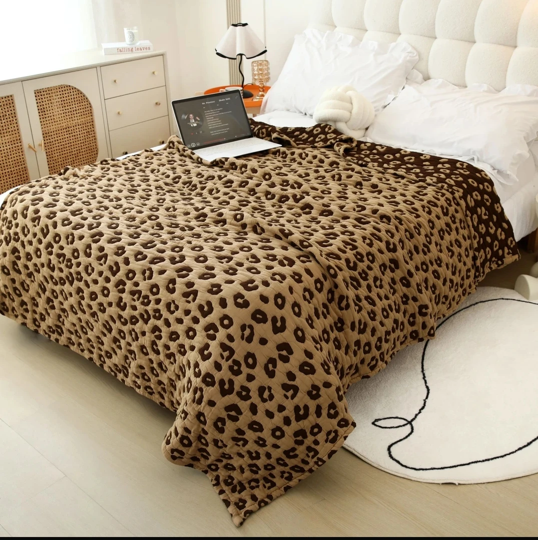 【豹纹】150*200cm多层纱纯棉柔软透气亲肤释压泡芙被