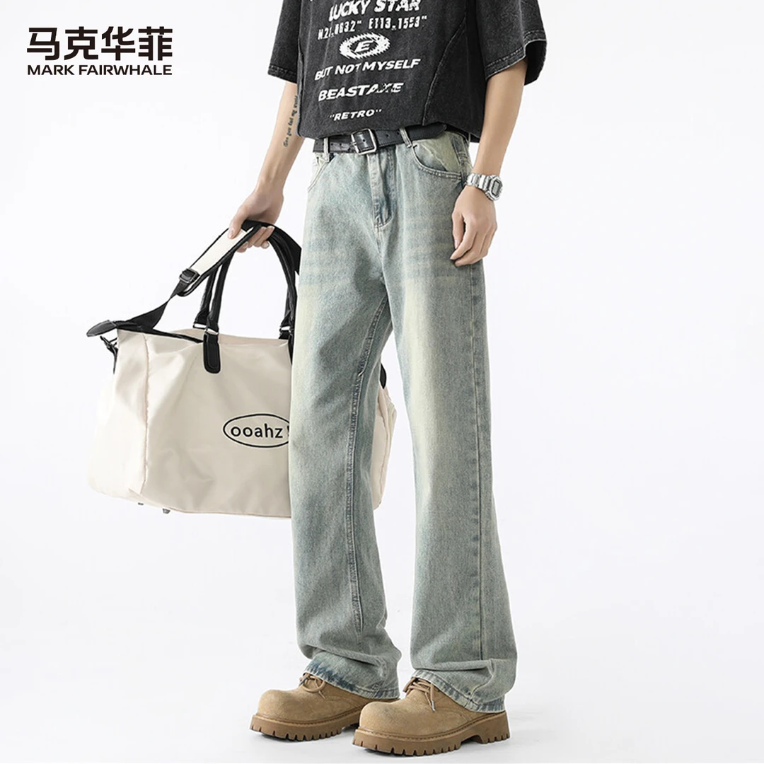 【舒适透气】马克华菲水洗复古直筒牛仔裤宽松舒适百搭款夏季男装