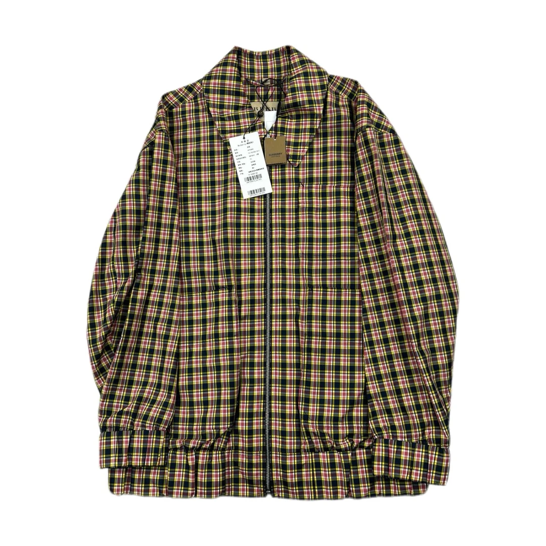 未使用 BURBERRY/博柏利 拼色格纹翻领夹克外套/尺码42/7986