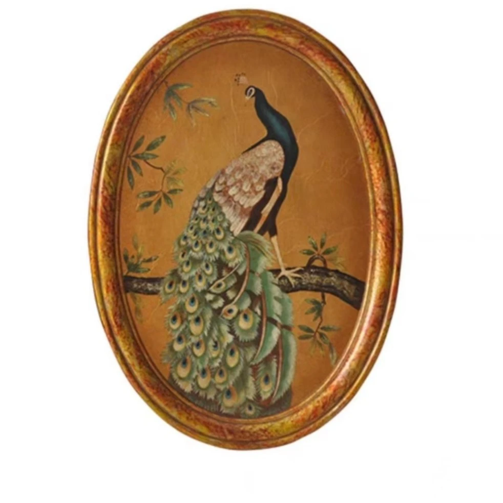 51*71cm美式乡村客厅玄关孔雀挂画