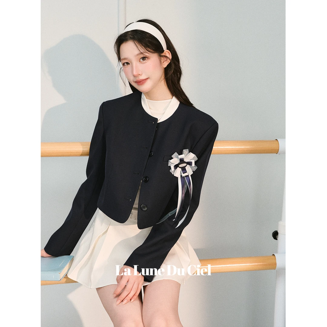【LaluneDuCiel】我的天才女友 休闲撞色棒球领西装短款外套女