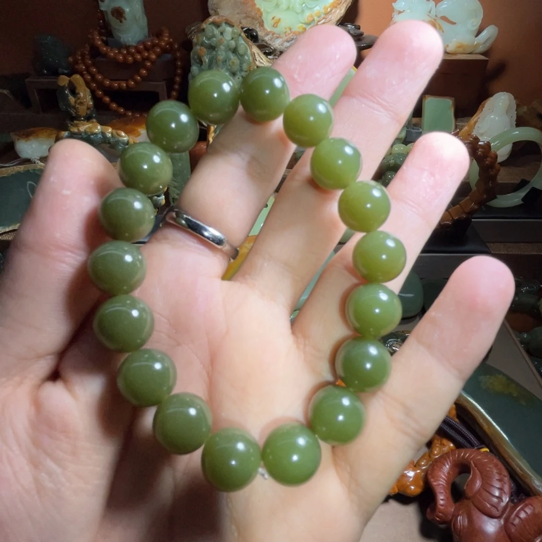 透闪石质玉手链卡12未镶嵌大**周