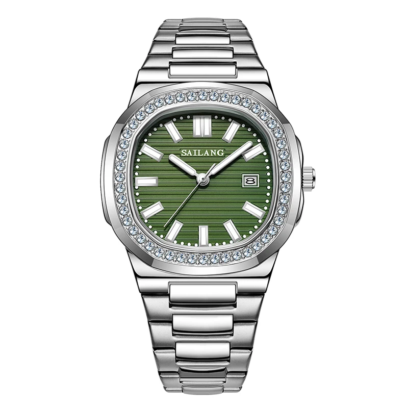 SAILANG正品鹦鹉螺系列新款背透机芯男士腕表6602绿