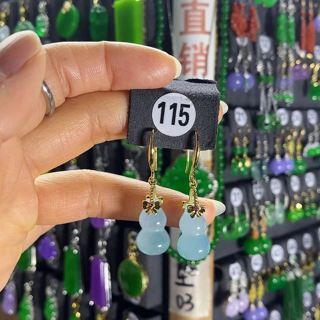 银S925镶嵌翡翠耳饰115