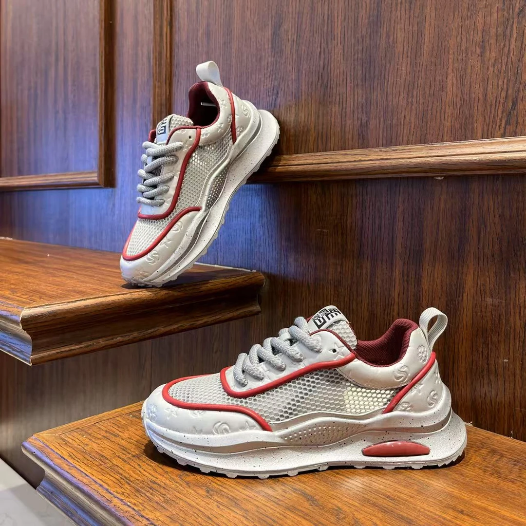 男鞋2025网面薄款夏季时尚休闲鞋低帮系带百搭透气潮流男生鞋子