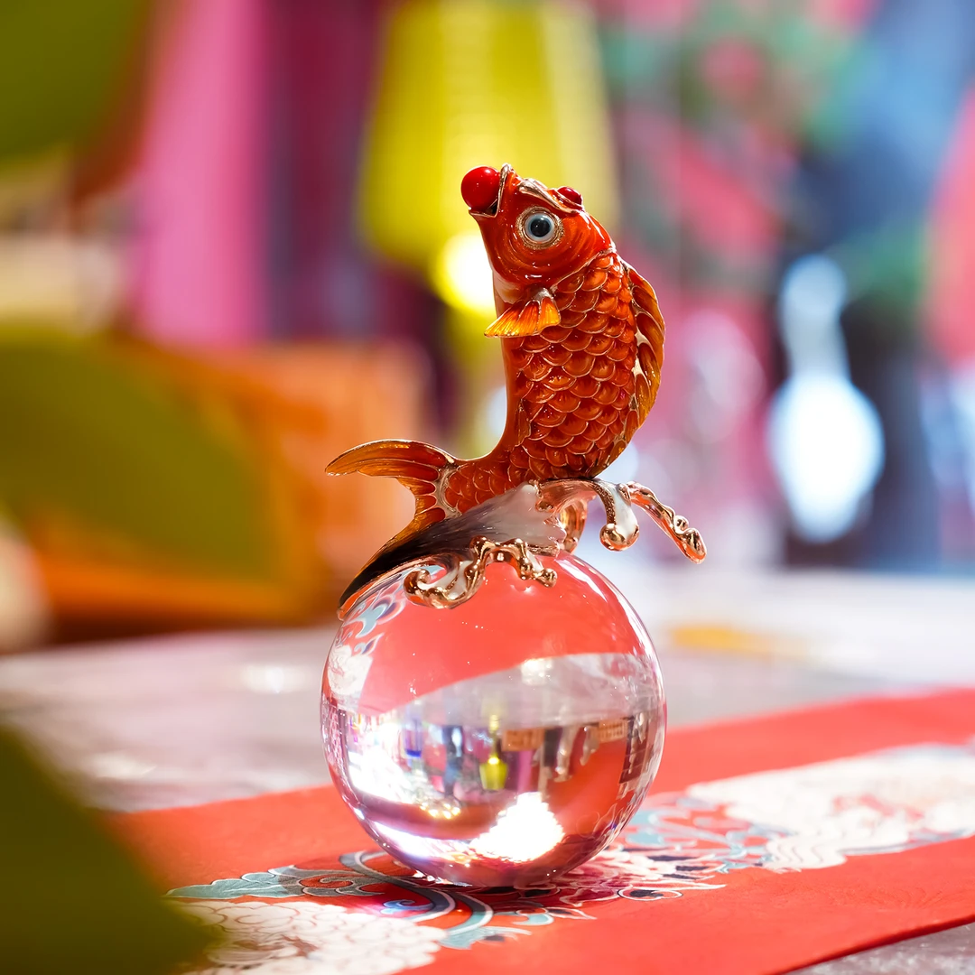 【本尼家】JN10小号鸿运锦鲤好运球客厅电视柜书房创意装饰摆件