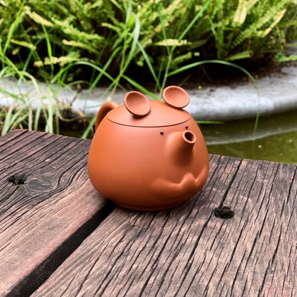 手工建水紫陶壶鼠我有钱陶瓷壶复烧功夫茶壶泡茶壶单壶家用素壶