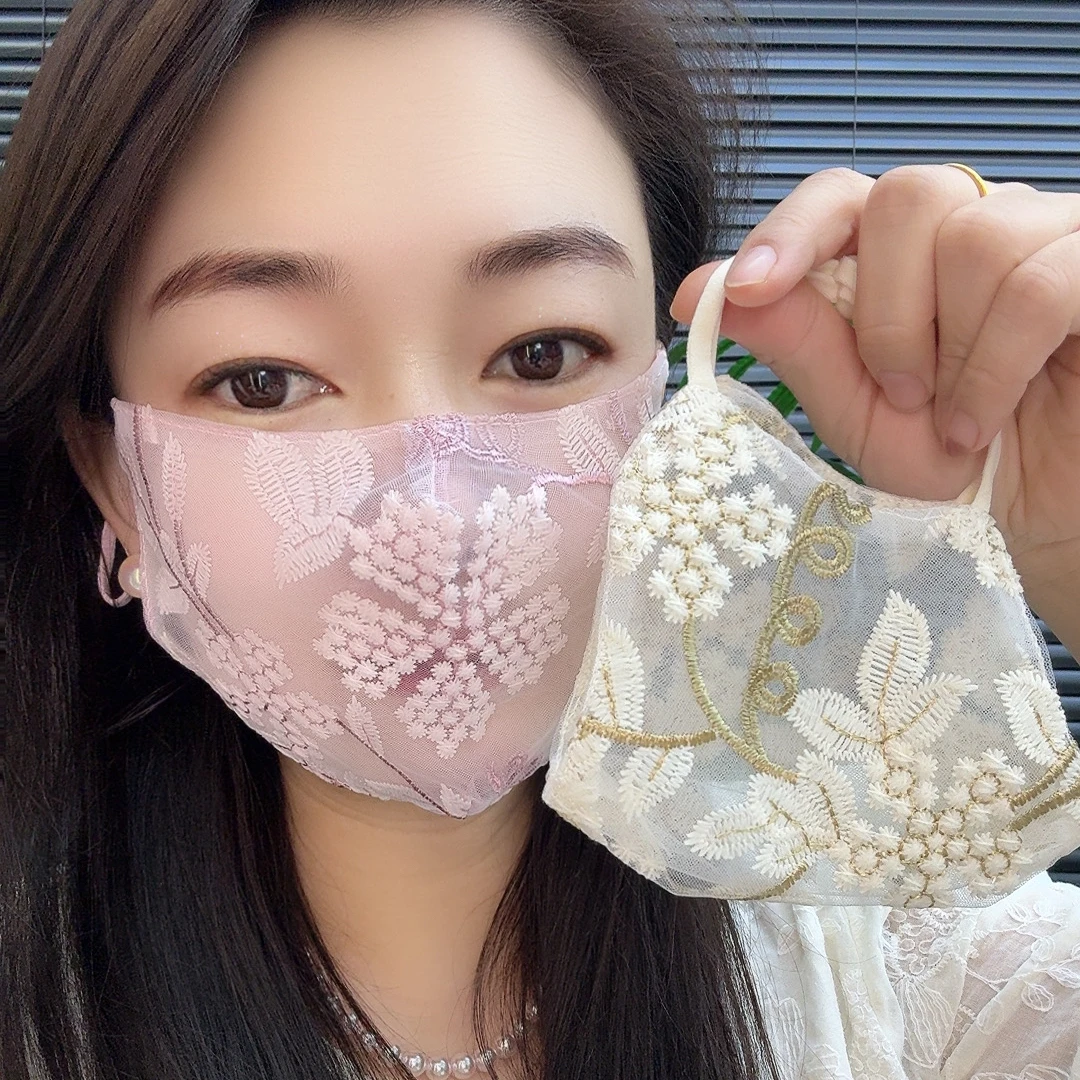 夏季薄款护脸蕾丝透气防晒口罩护眼角口罩防晒面罩防紫外线可水洗