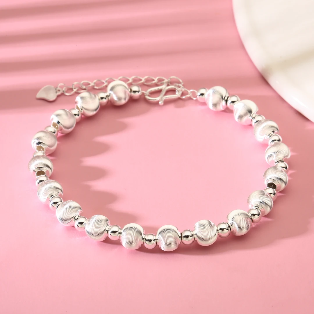 足银手链 足银990女款猫眼珠6mm手链