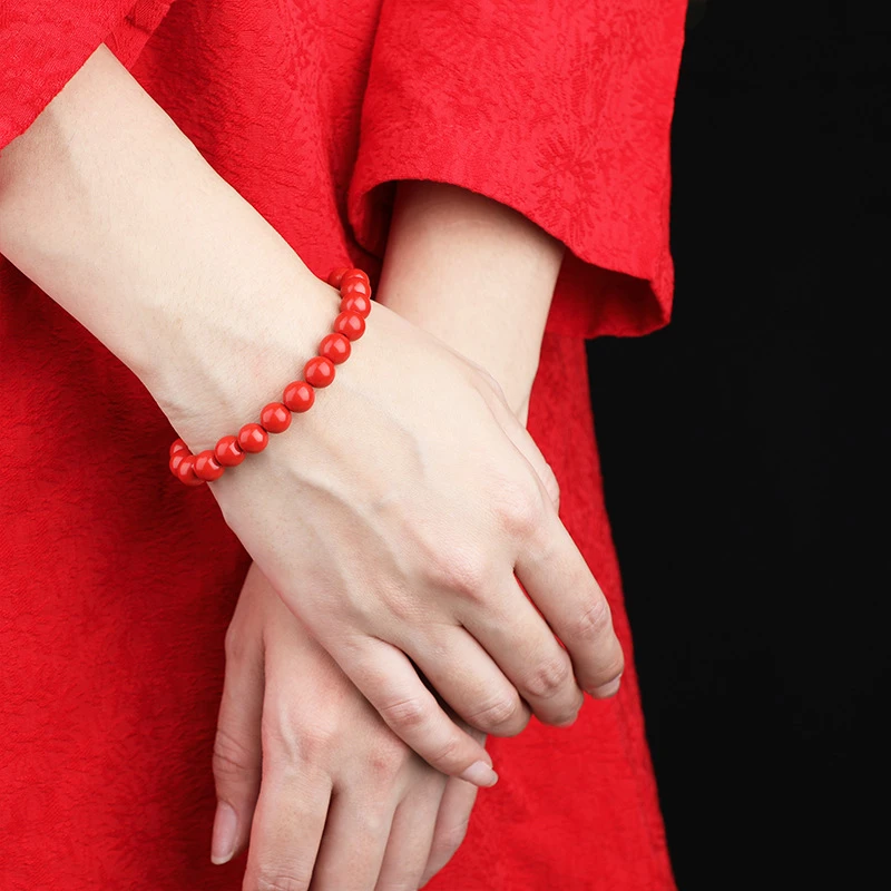 含辰砂工艺品水飞红砂手链朱砂手链红砂手串保真天然朱砂手链