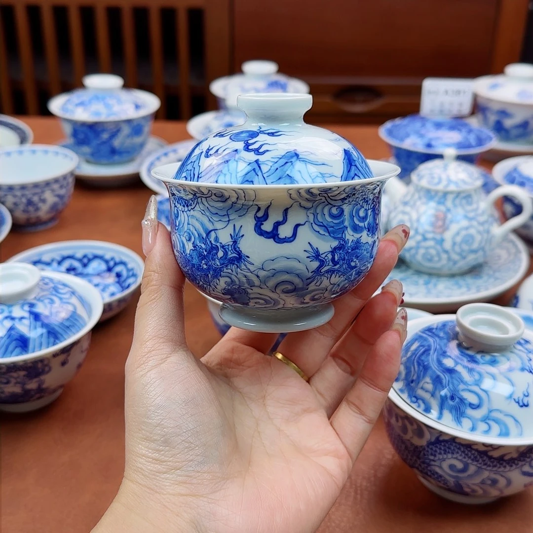 景德镇陶瓷手绘盖碗