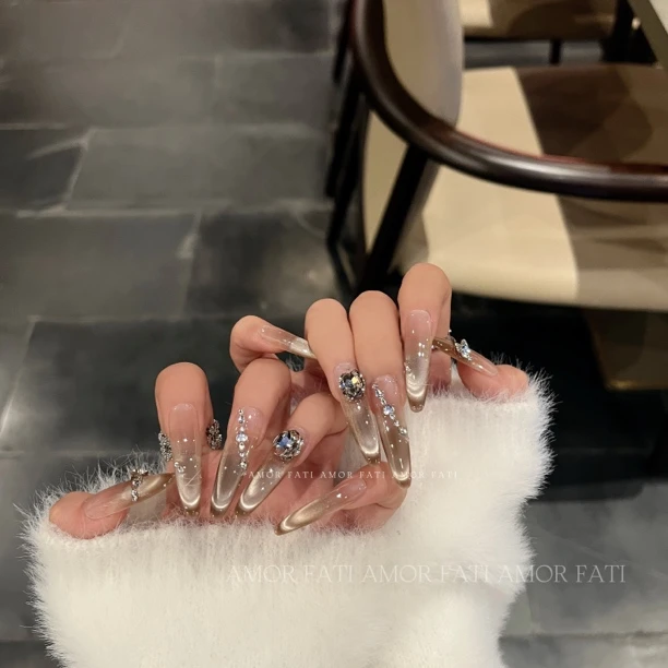 【星轨】贵气显白法式猫光纯手工穿戴甲