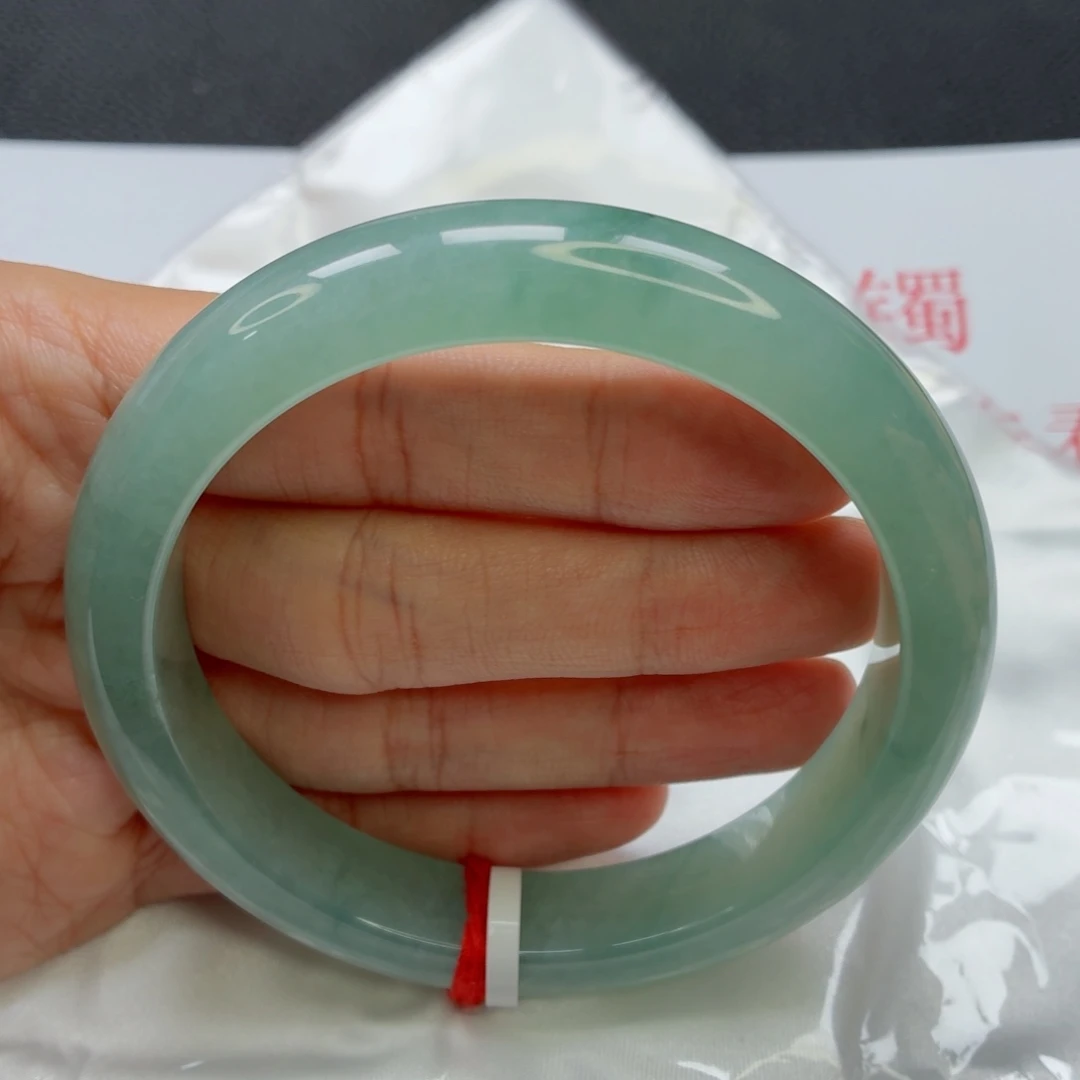 未镶嵌手镯翡翠老坑64圈糯冰孔雀蓝029