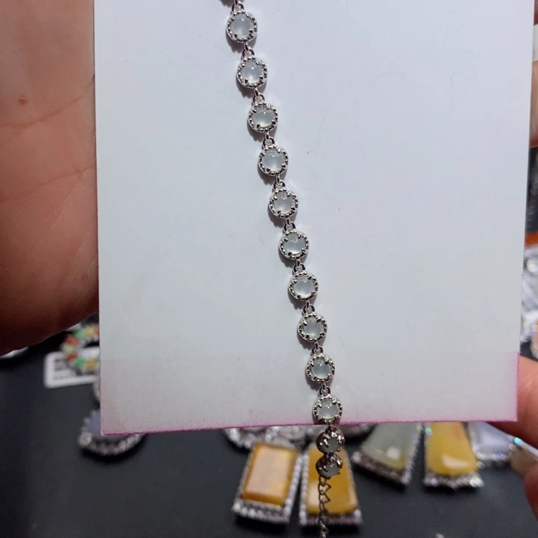 翡翠手链银S925镶嵌抹***咸c c c