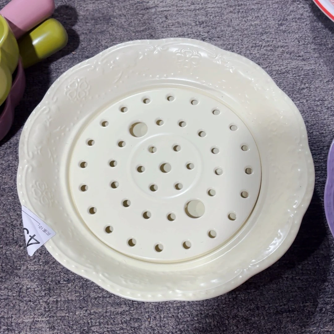 陶瓷马卡龙奶油色饺子盘十寸微微瑕