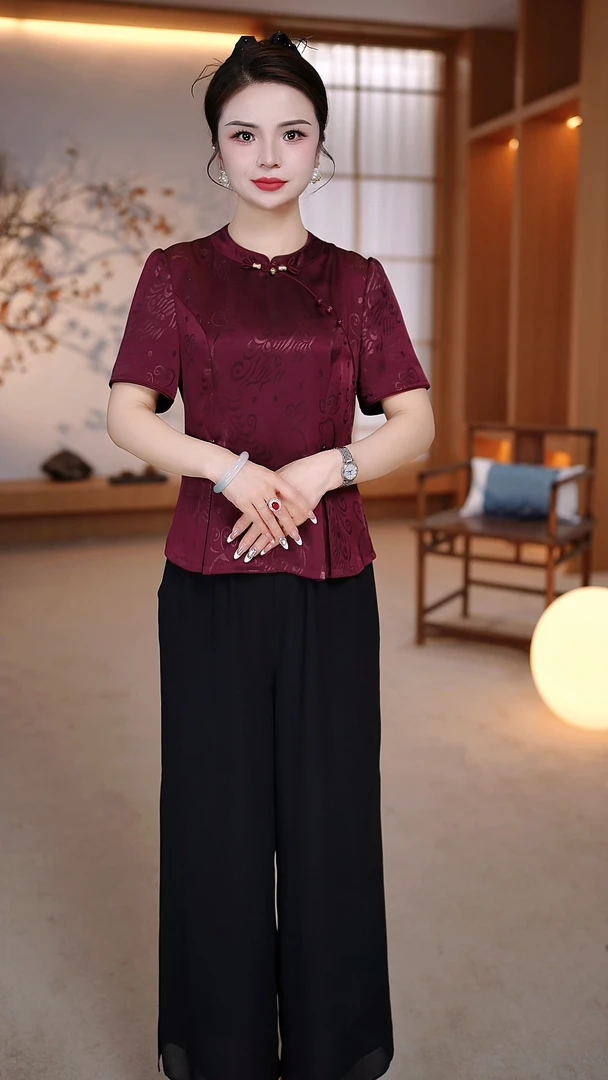 【给妈妈的礼物】2025热卖款两件套中式中长款妈妈装套装K-2558526