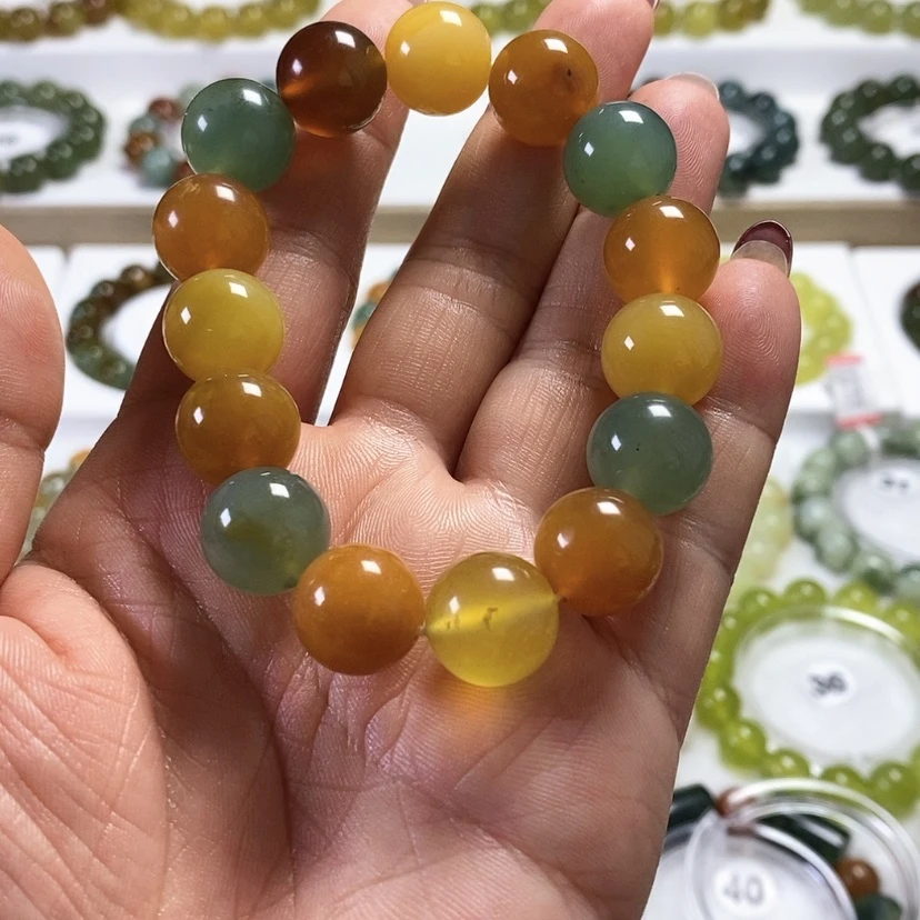 【闪购商品】未镶嵌蛇纹石玉手链卡14