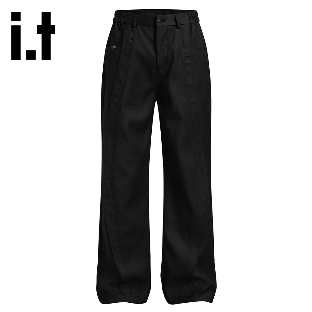 it:CHOCOOLATE高个子加长版个性微喇休闲裤男秋季新款拼接长裤子