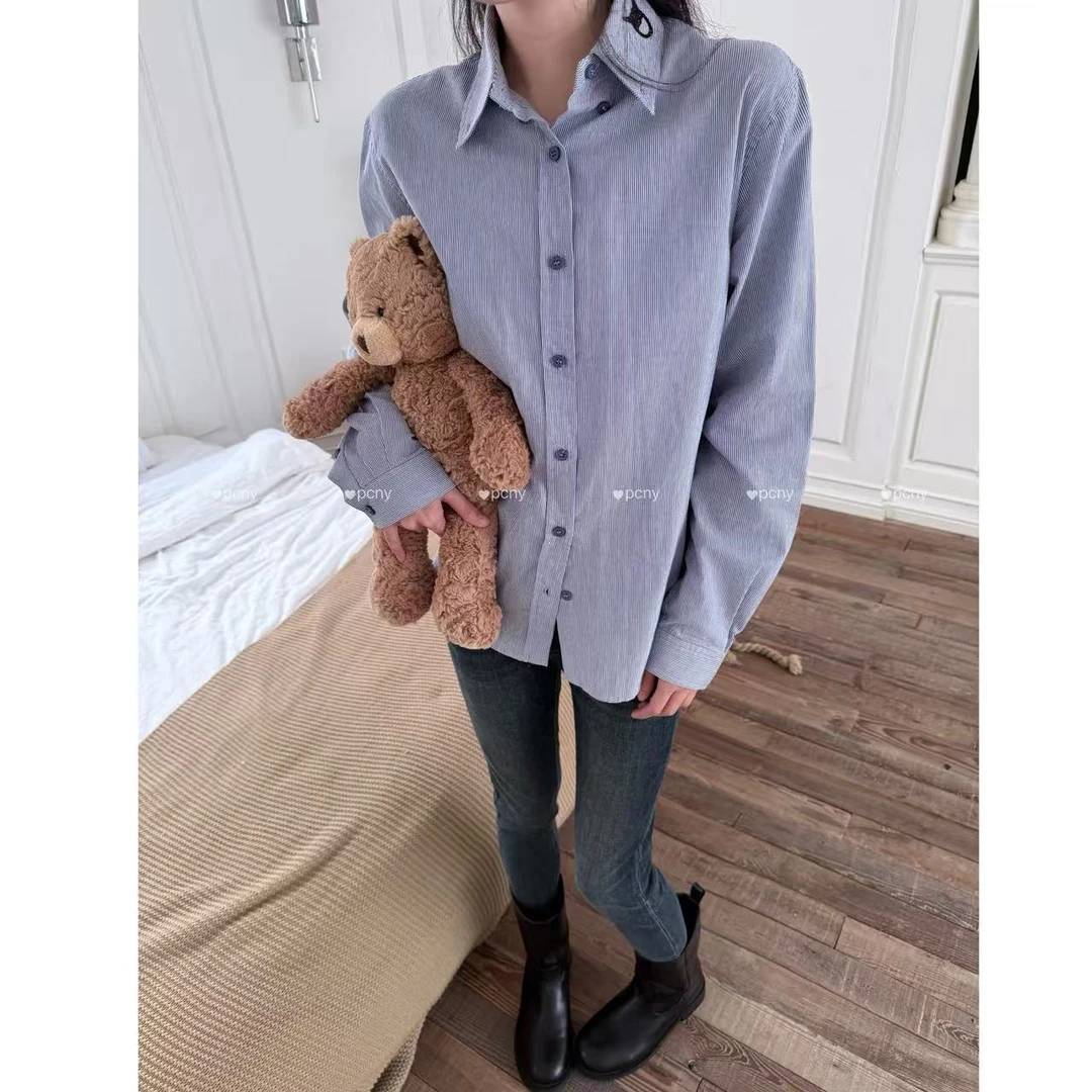 PCNY「浅浅期待」不理冬季新款女装通勤文艺休闲百搭衬衣