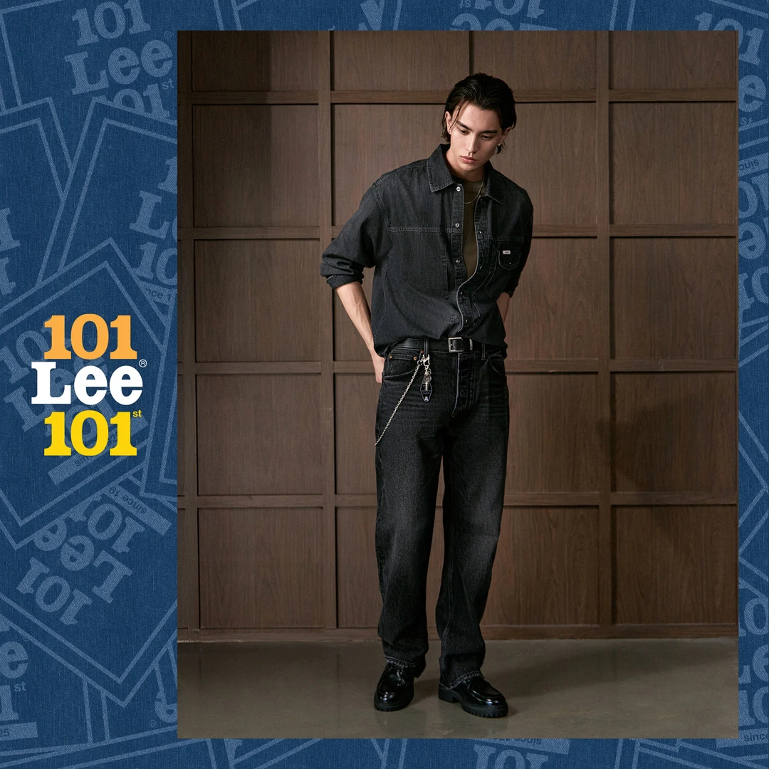 【张凌赫代言】Lee 101 经典直筒牛仔裤商场同款26春夏新黑灰色男