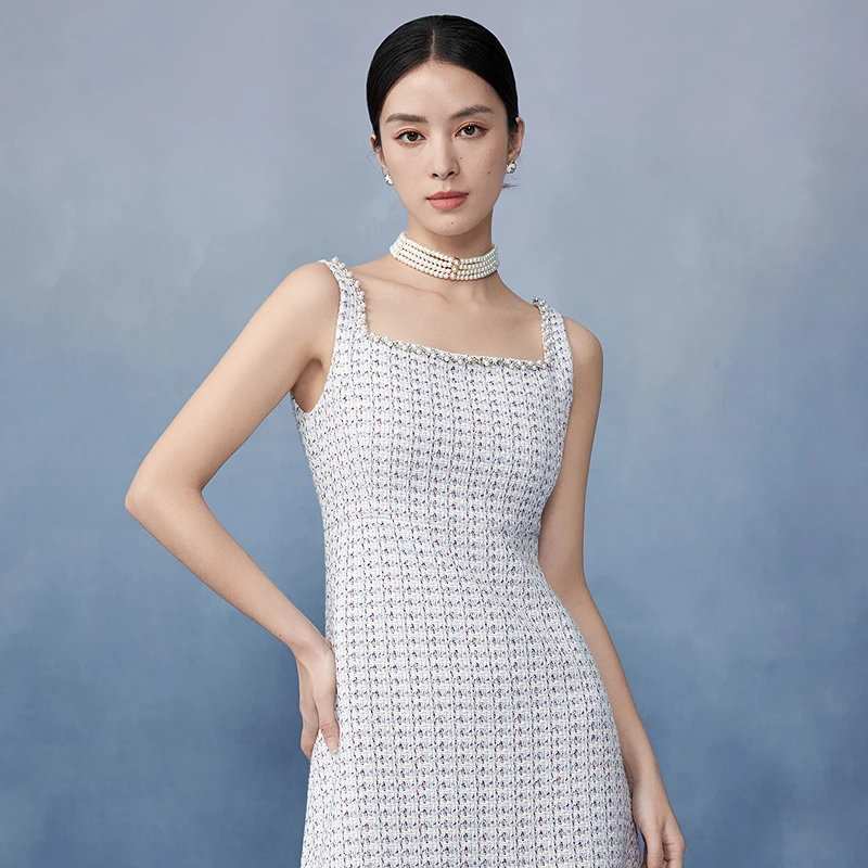 韩式粗花呢小香风无袖连衣裙2025早春新款大气-MJGA02WOP723W91