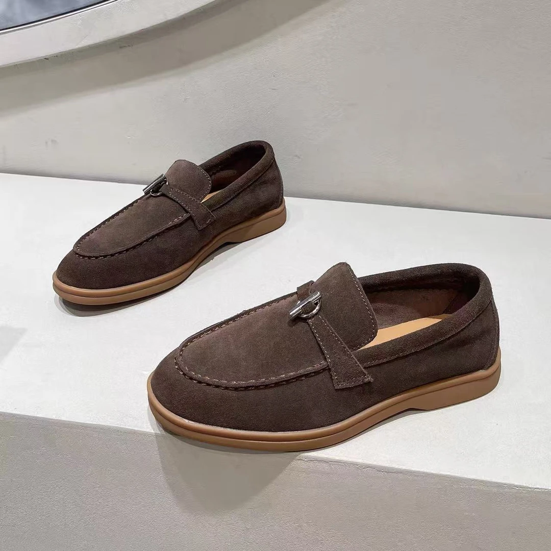 【欧洲站高奢女鞋尾单】55-2102高品质英伦风金属扣一脚蹬乐福鞋