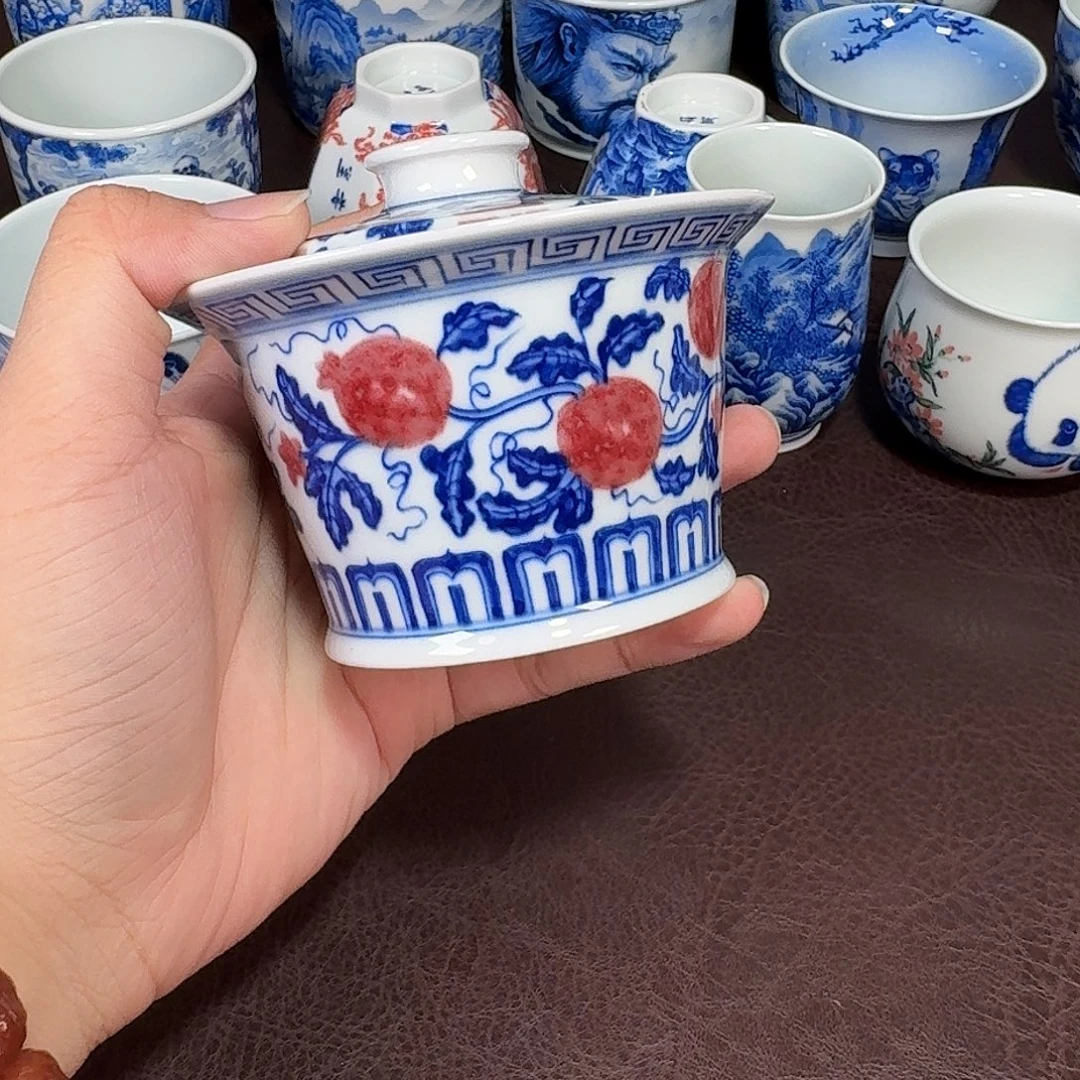 现代景德镇陶瓷盖碗